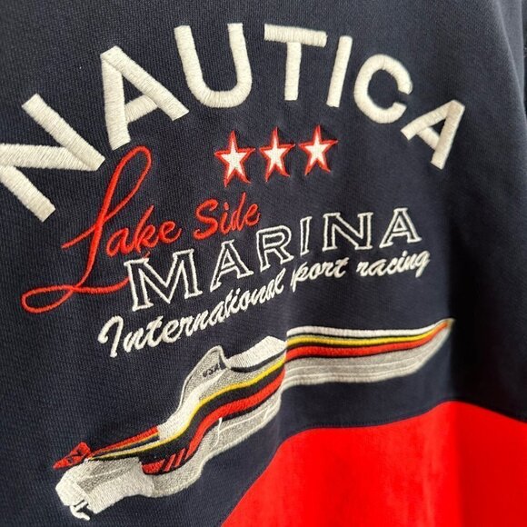 Nautica Men's Lakeside Marina Color Blocked Crewneck Sweatshirt Navy Size XL - Picture 3 of 12